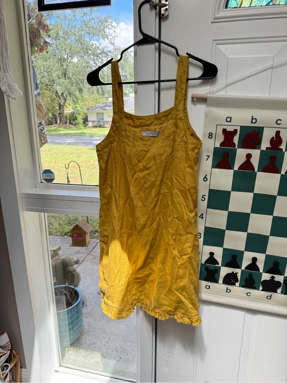 100% Linen Haven Mustard Dress Size Medium!
